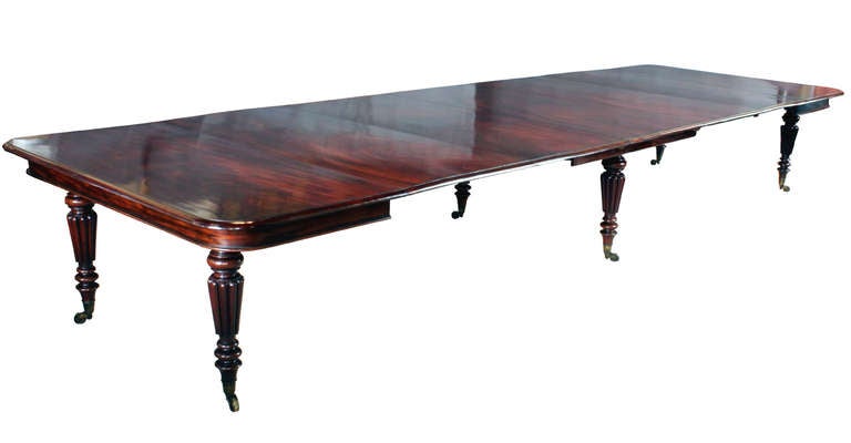 A Gillows Imperial 16' 6' dining table with all of its original very well figured leaves; mahogany action with brass stops.

Provenance: Mourne Park, Ireland  