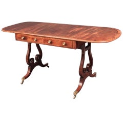 Antique Georgian mahogany sofa table with lyre shaped base 10