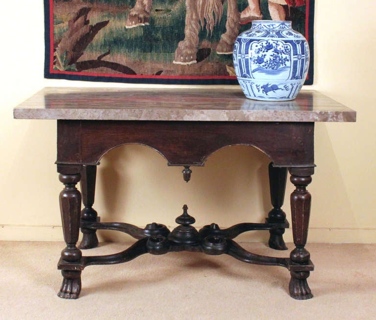 Faux Bois Rare William & Mary X stretcher antique table c.1690  For Sale