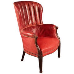 Antique Mahogany Barrel Back Wing Chair