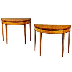 Antique pair of satinwood card tables