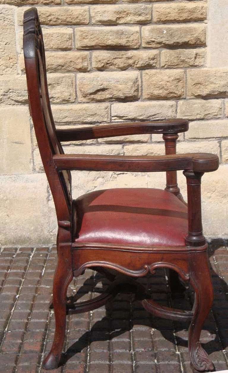 Colonially Made Cabriole Leg Open Arm Chair In Good Condition In Bradford-on-Avon, Wiltshire