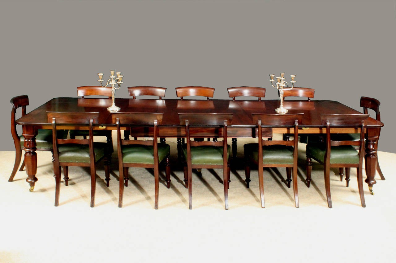 Antique dining table with matching set of twelve dining chairs In Excellent Condition In Bradford-on-Avon, Wiltshire