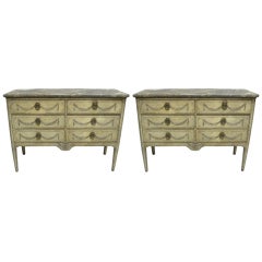19th Century Pair of Hand Painted Italian Commodes