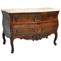 18th Century Louis XV Provencal Walnut Commode with Original Marble Top