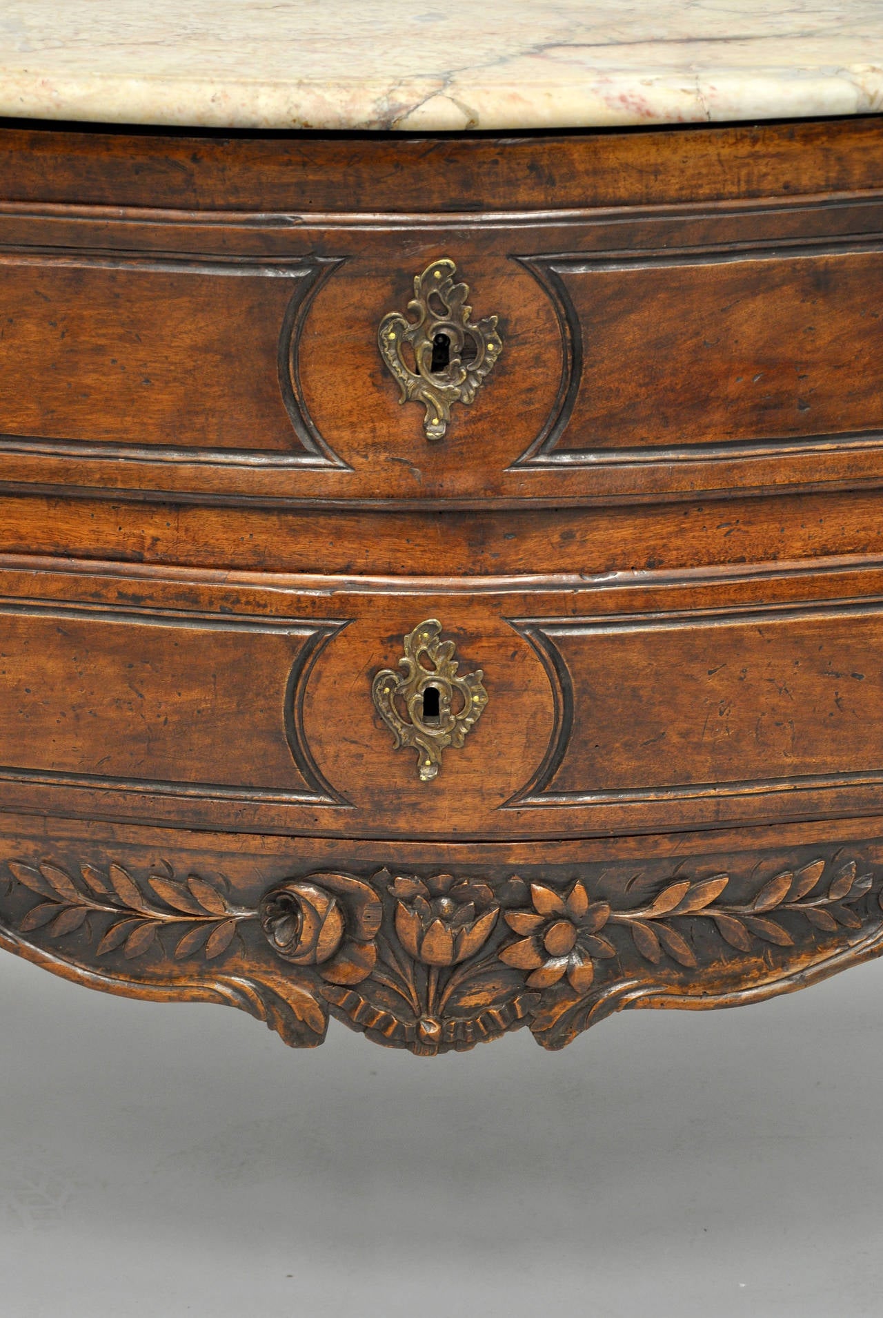 French 18th Century Louis XV Provencal Walnut Commode with Original Marble Top For Sale