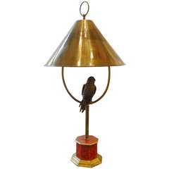French 1930s Brass Parrot Table Lamp