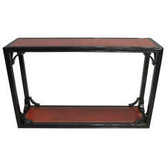 1940s Chinoiserie Red Leather Console