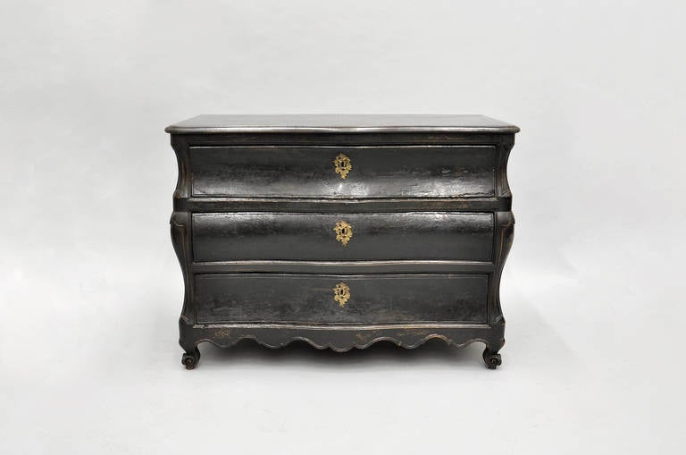 18th Century Louis XV Provencal Ebonised Oak Commode