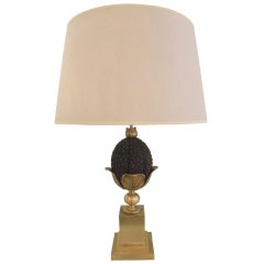 Brass French Coconut Table Lamp
