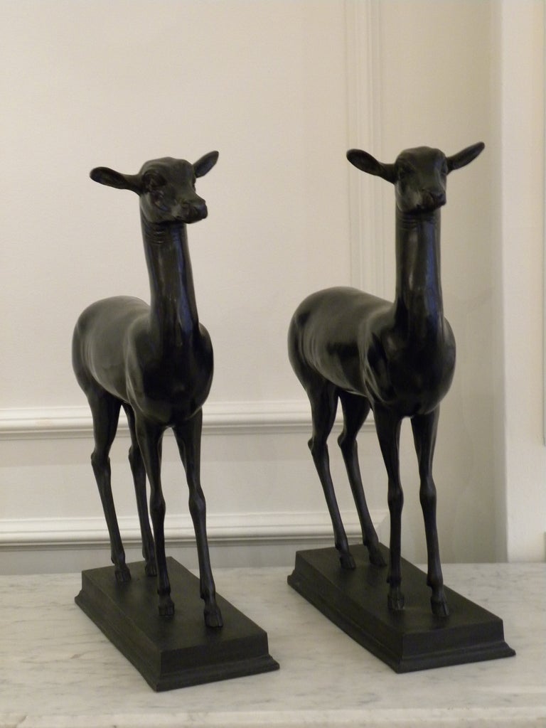 Pair of 1950s Bronze Pompeii Deer In Excellent Condition For Sale In London, GB