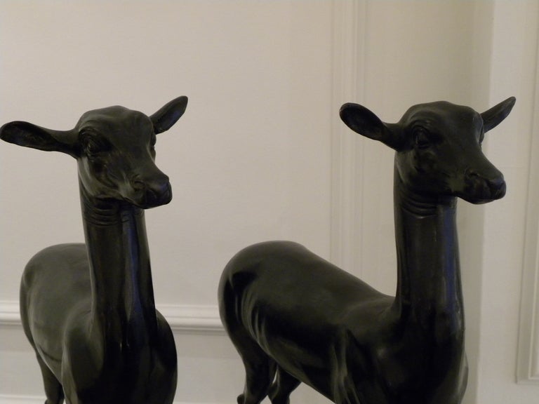 Mid-20th Century Pair of 1950s Bronze Pompeii Deer For Sale