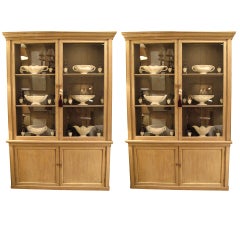 Pair of 19th Century Bleached Oak Vitrines