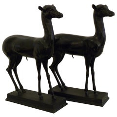 Pair of 1950s Bronze Pompeii Deer