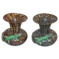 Pair of Late 19th Century Napoleon III Porcelain Lizard Vases