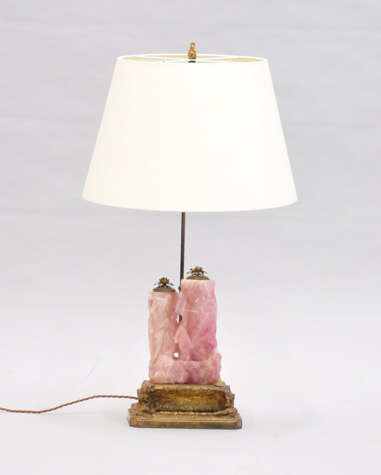 1940's Bronze and Precious Stone French Lamp