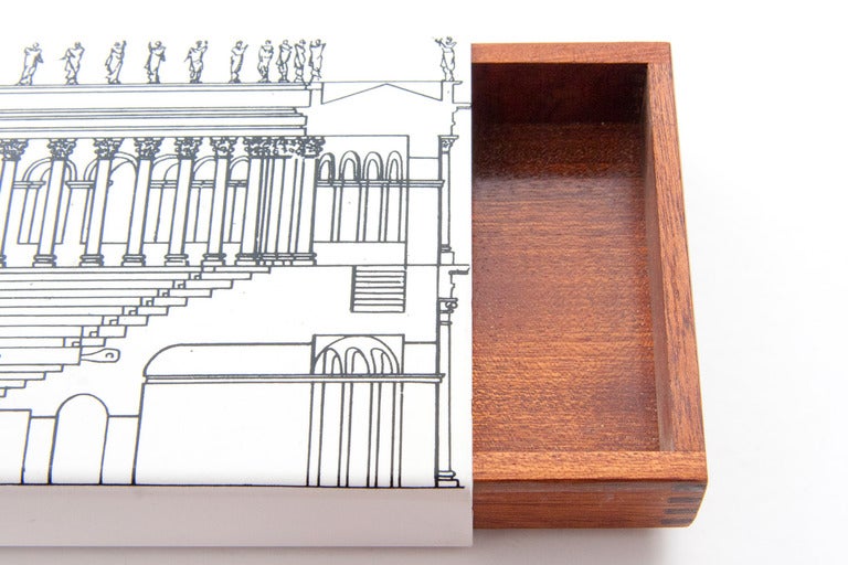 Piero Fornasetti Box with Architecture Drawing In Excellent Condition For Sale In Frankfurt, Hessen, DE