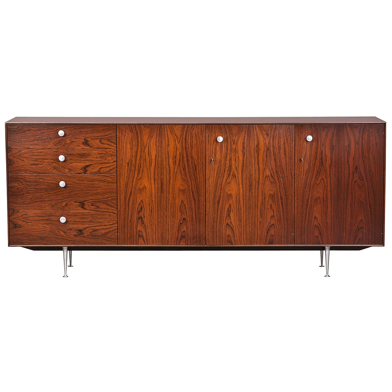 1950s Brown Wooden Credenza by George Nelson