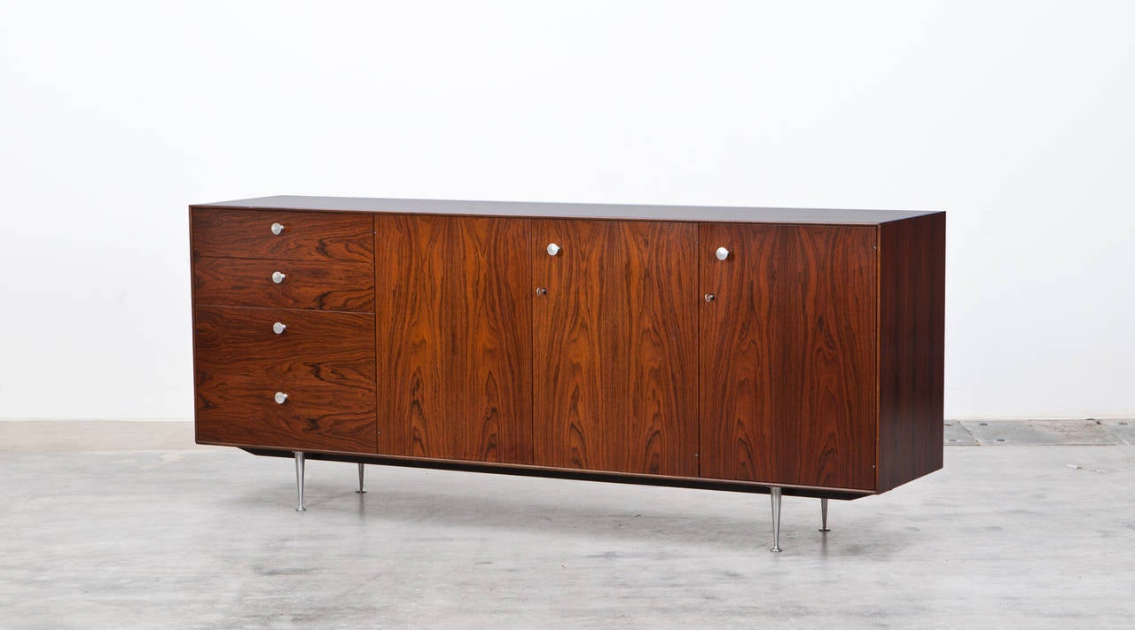 Mid-Century Modern 1950s Brown Wooden Credenza by George Nelson