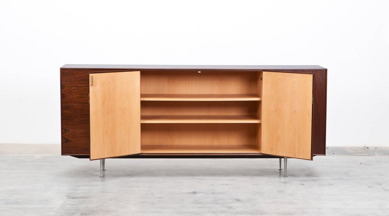American 1950s Brown Wooden Credenza by George Nelson