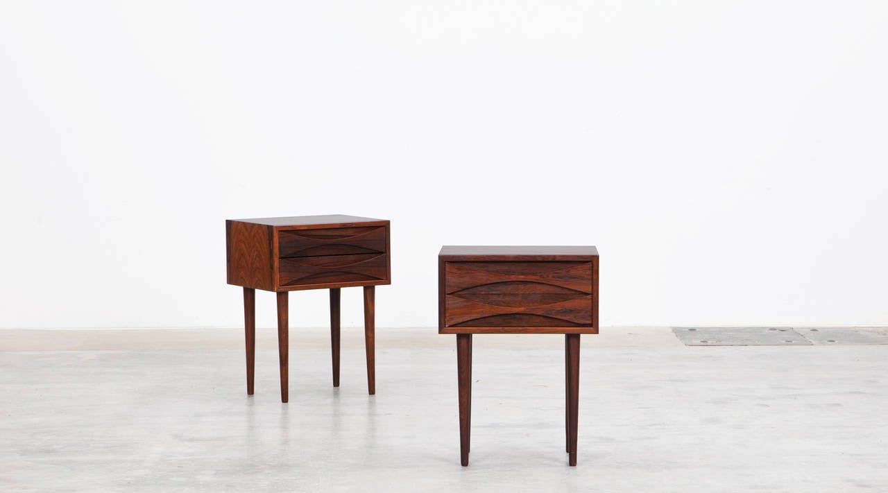 Pair of Arne Vodder consoles. Made out of rosewood. Each console features two drawers. Manufactured by Sibast Mobler.