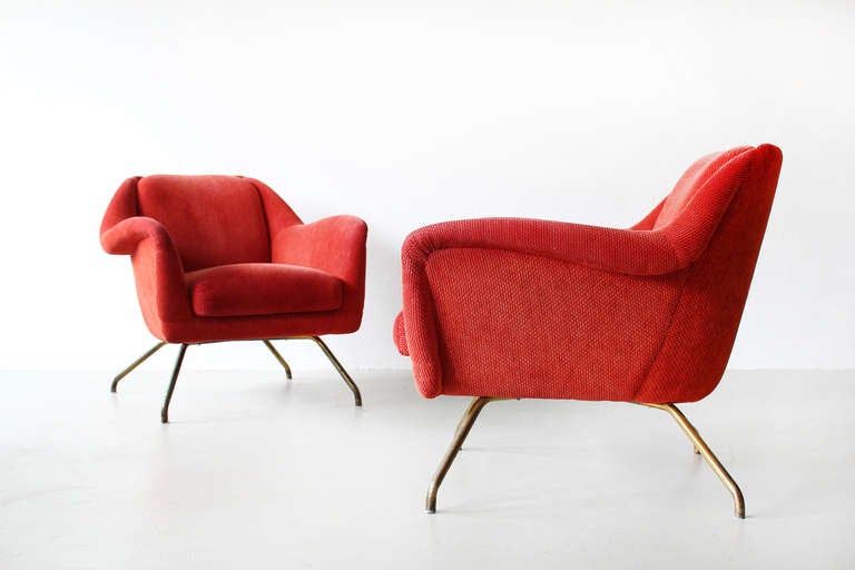Mid-20th Century A Pair of Italian Lounge Chairs For Sale