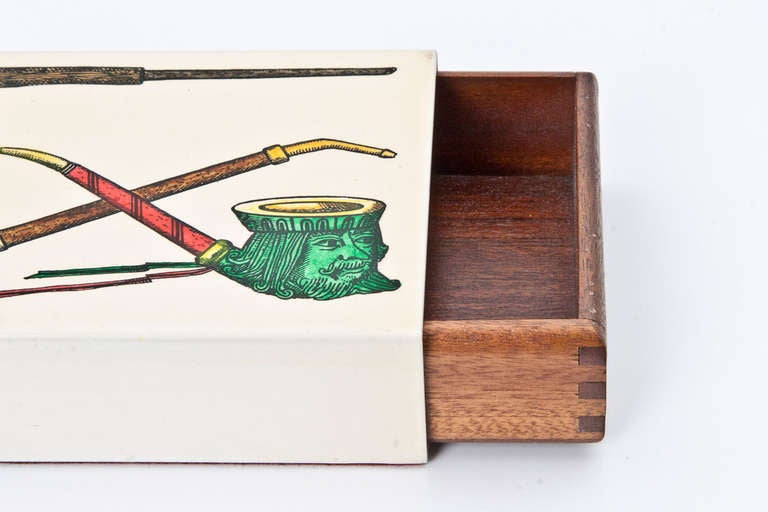 Mid-20th Century Piero Fornasetti Pipe Motif Box For Sale