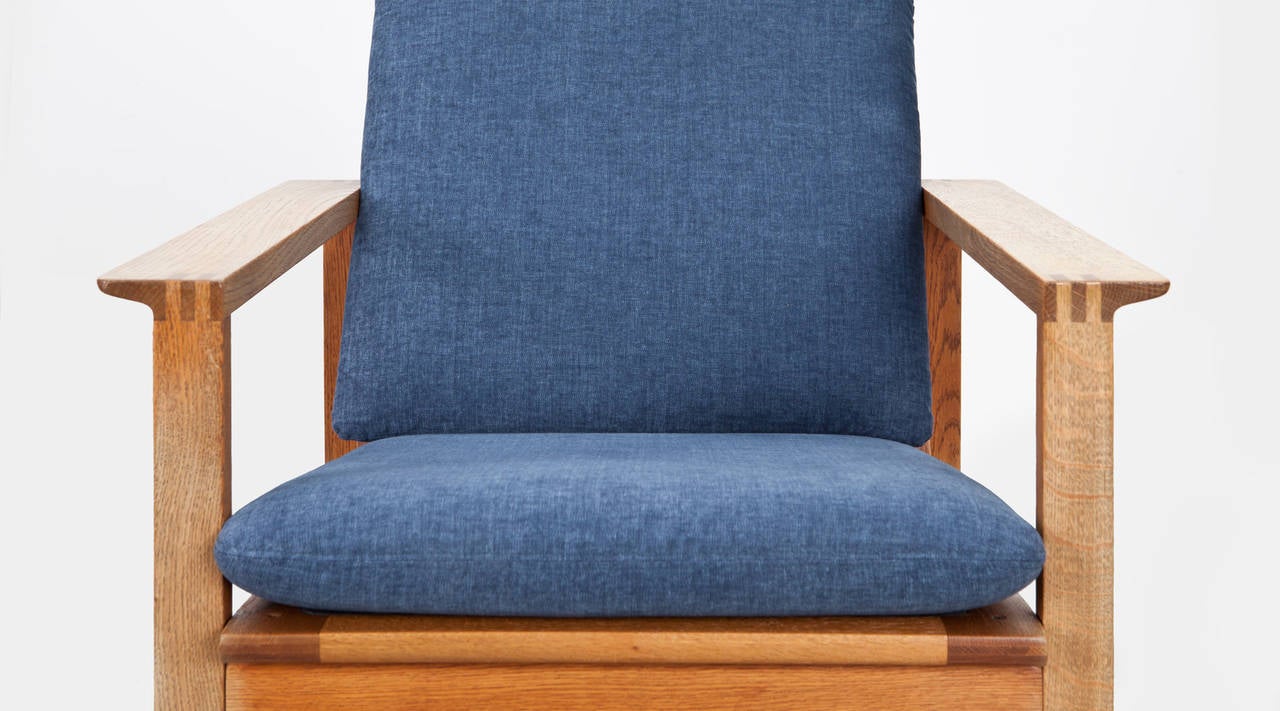 Brass Børge Mogensen Lounge Chair, New Upholstery