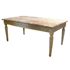 Louis XVI Style Coffee Table with Marble Top.  Lovely Old Worn Patina/Finish.