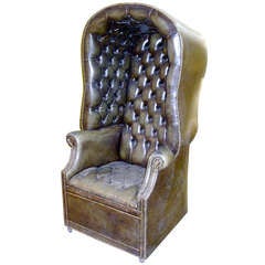 Antique English Leather Porters Chair