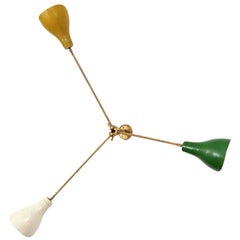 1950s three-colored shade Stilnovo Wall or Ceiling Lamp