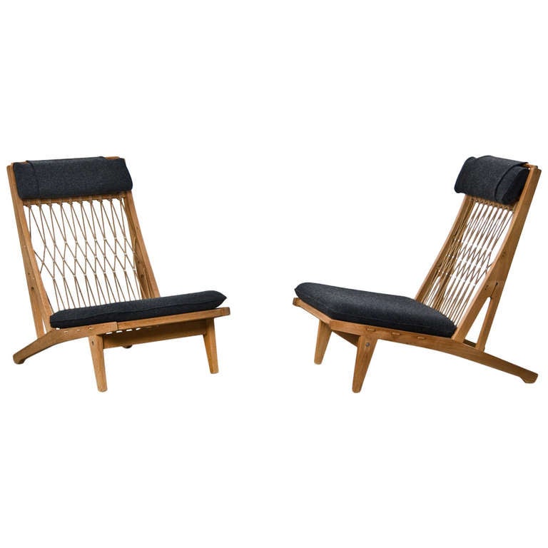 Pair of Hans Wegner Lounge Chairs For Sale