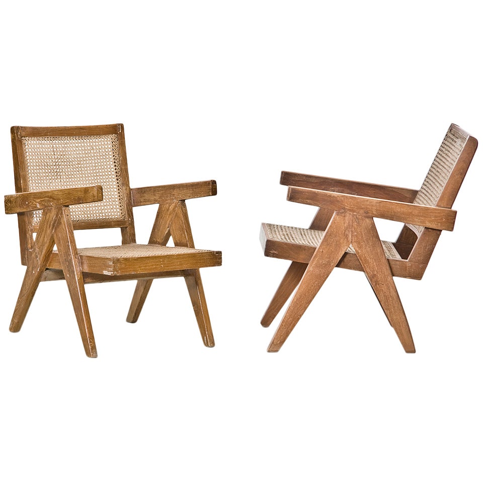 Two Pierre Jeanneret Lounge Chairs