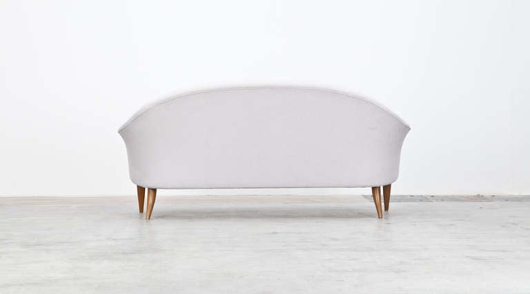 Swedish 1960s white Kerstin Holmquist Sofa, New Upholstery