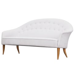 1960s white Kerstin Holmquist Sofa, New Upholstery
