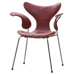 1960's red leather Arne Jacobsen "Seagull" Chair