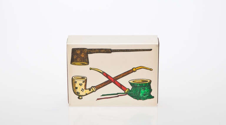 Box with Pipes, enameled metal, wood
Artist Piero Fornasetti