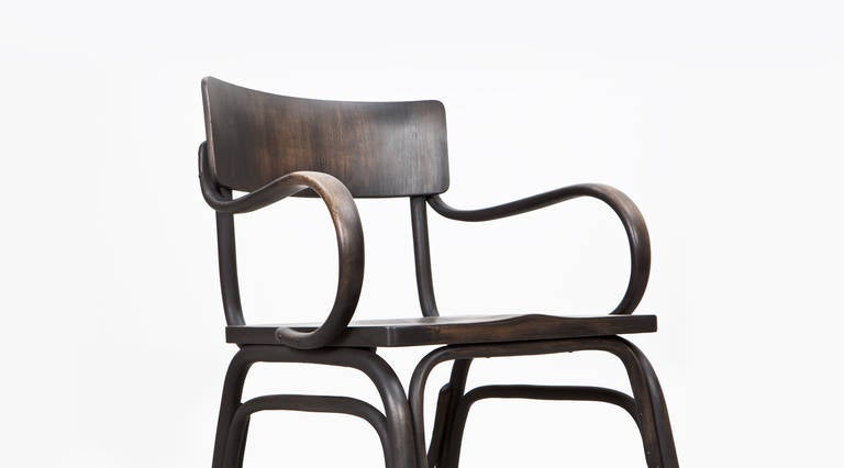 Early 20th Century 1920s black beech bentwood Armchair by Ferdinand Kramer For Sale