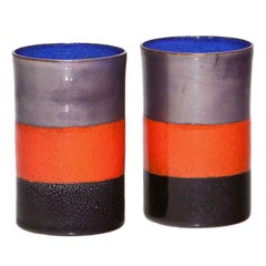 1950s colored copper and enameled Pair of Ettore Sottsass Cups