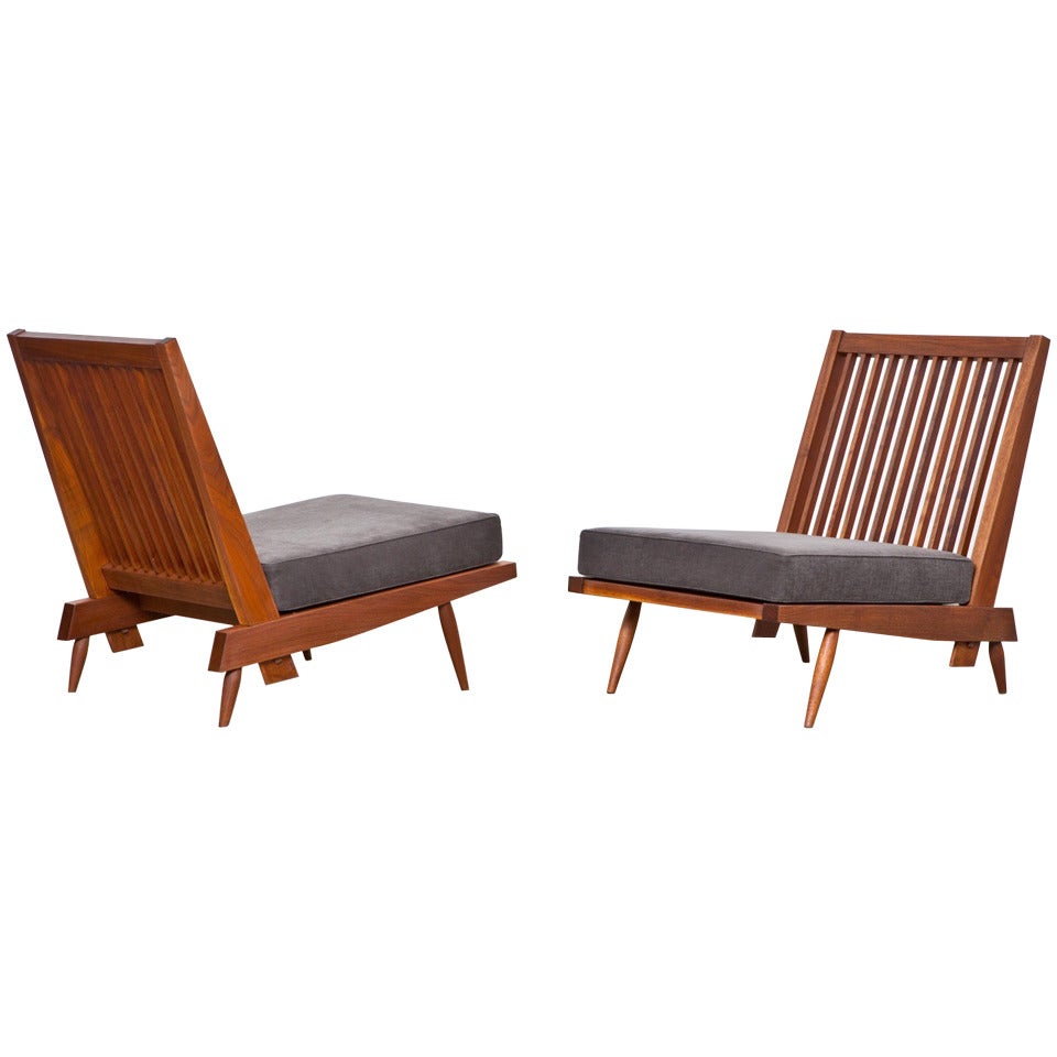 George Nakashima Lounge Chairs in Walnut