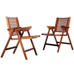 Pair of Nico Kralj Wooden Folding Chairs "Rex Chair"