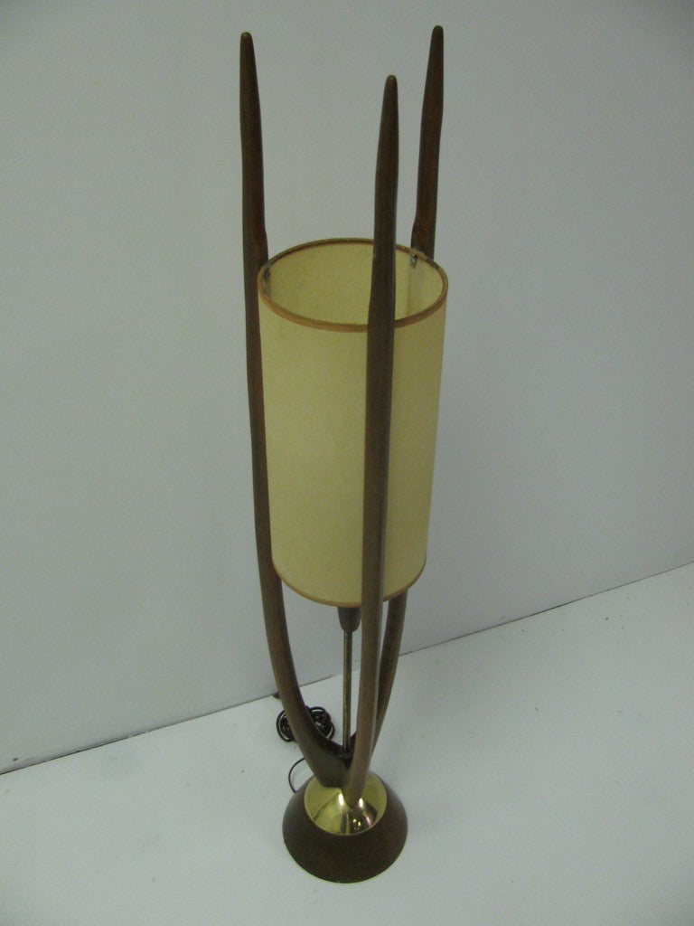 Pair Tall Danish Modern Table Lamps with Copper Mesh Shades 1