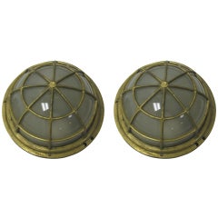 Pair  Industrial / Nautical Marine Brass Wall Sconces
