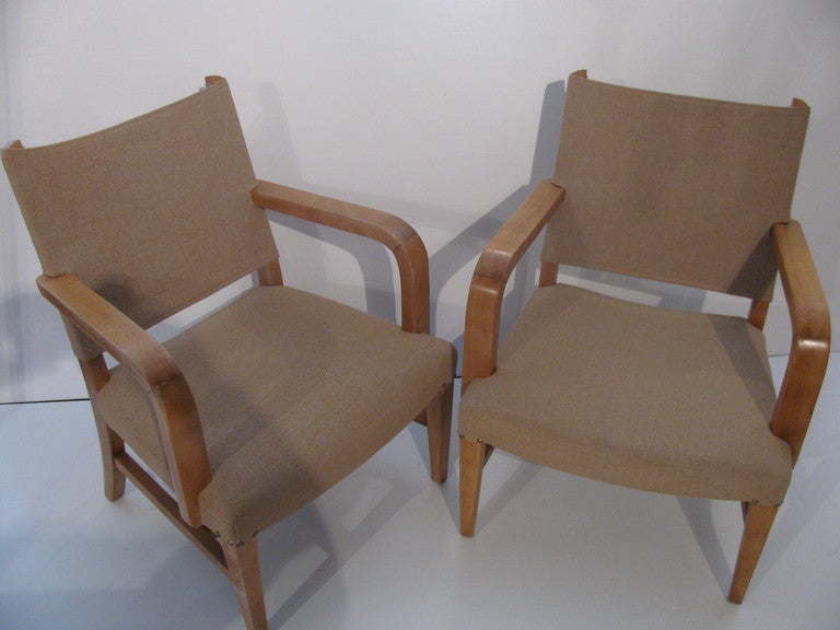 Art Deco Mid Century Modern Hollywood Regency French 1940 Directoire Armchairs For Sale 1
