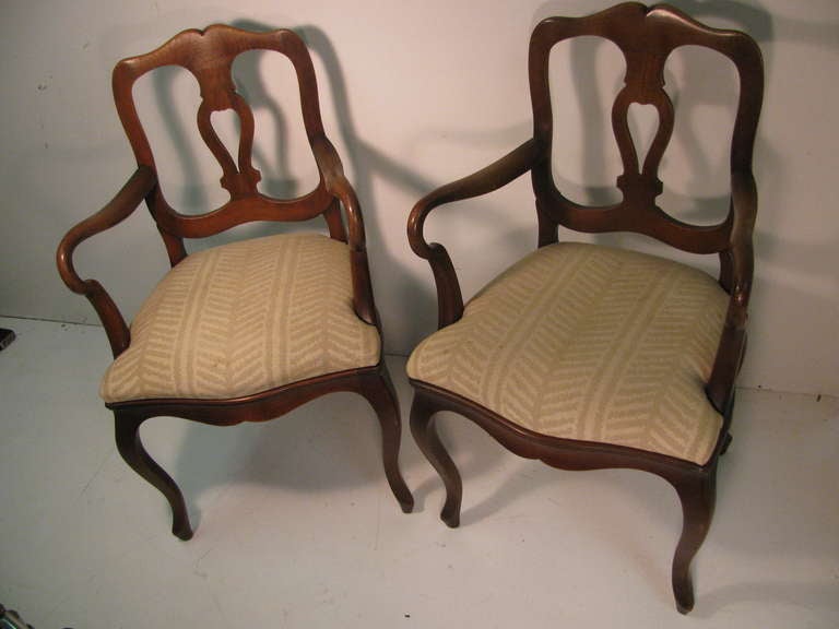 American Set Of Eight French Provincial Dining Arm Chairs By Cassard Romano