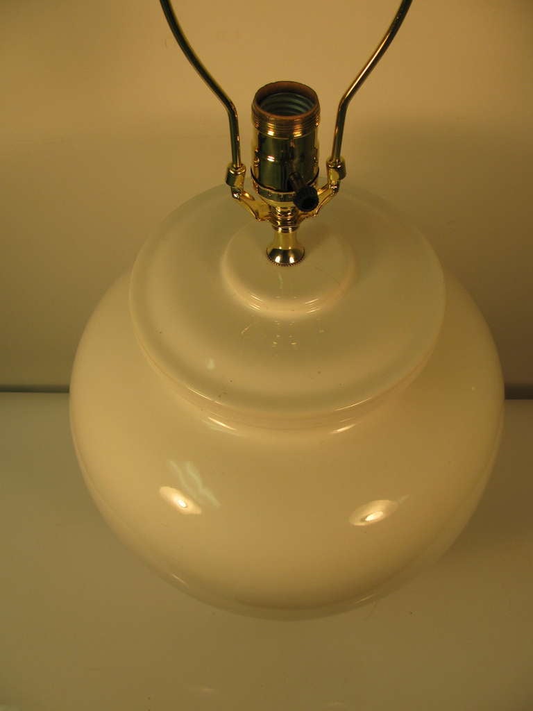 Pair of Large Elegant White Porcelain Glazed Ceramic Table Lamps 1