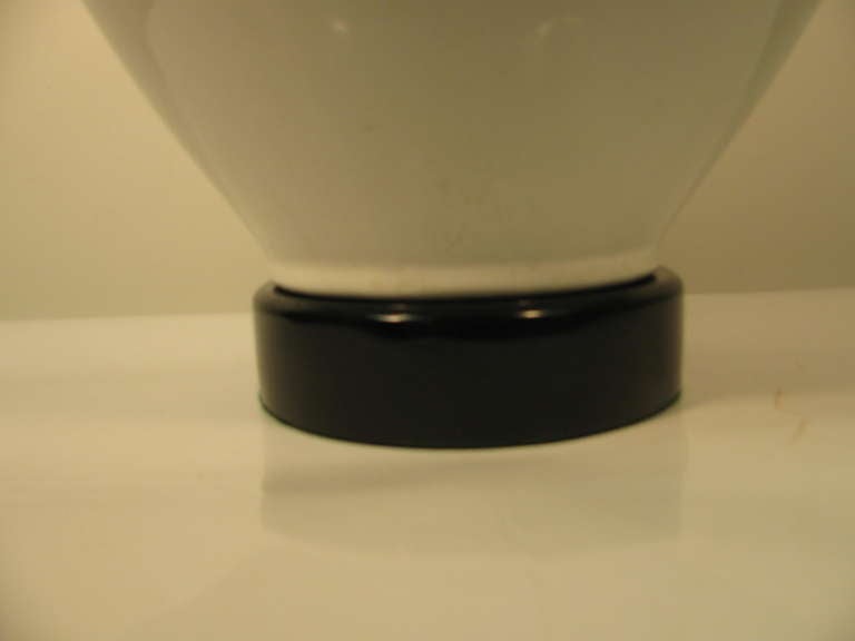 Pair of Large Elegant White Porcelain Glazed Ceramic Table Lamps 2