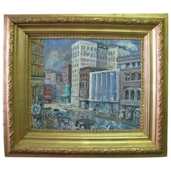 Vintage Impressionist Painting "View of Downtown Norfolk Virginia", J Winston LawlerI