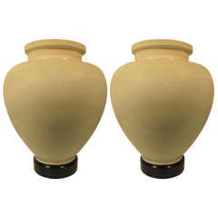 Pair Of Large Elegant White Porcelain Glazed Ceramic Table Lamps 9