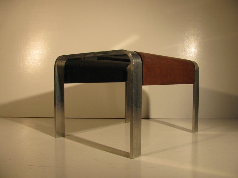 Danish Mid-Century Modern Extruded Aluminum Table with Bent Wood